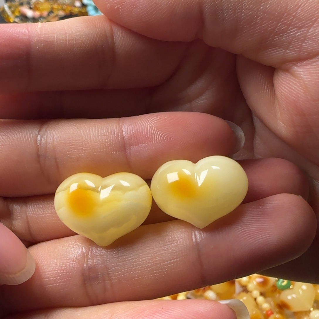 音***子蜜蜡未镶嵌颈饰蜜蜡白花蜡定制款耳钉（不退换）