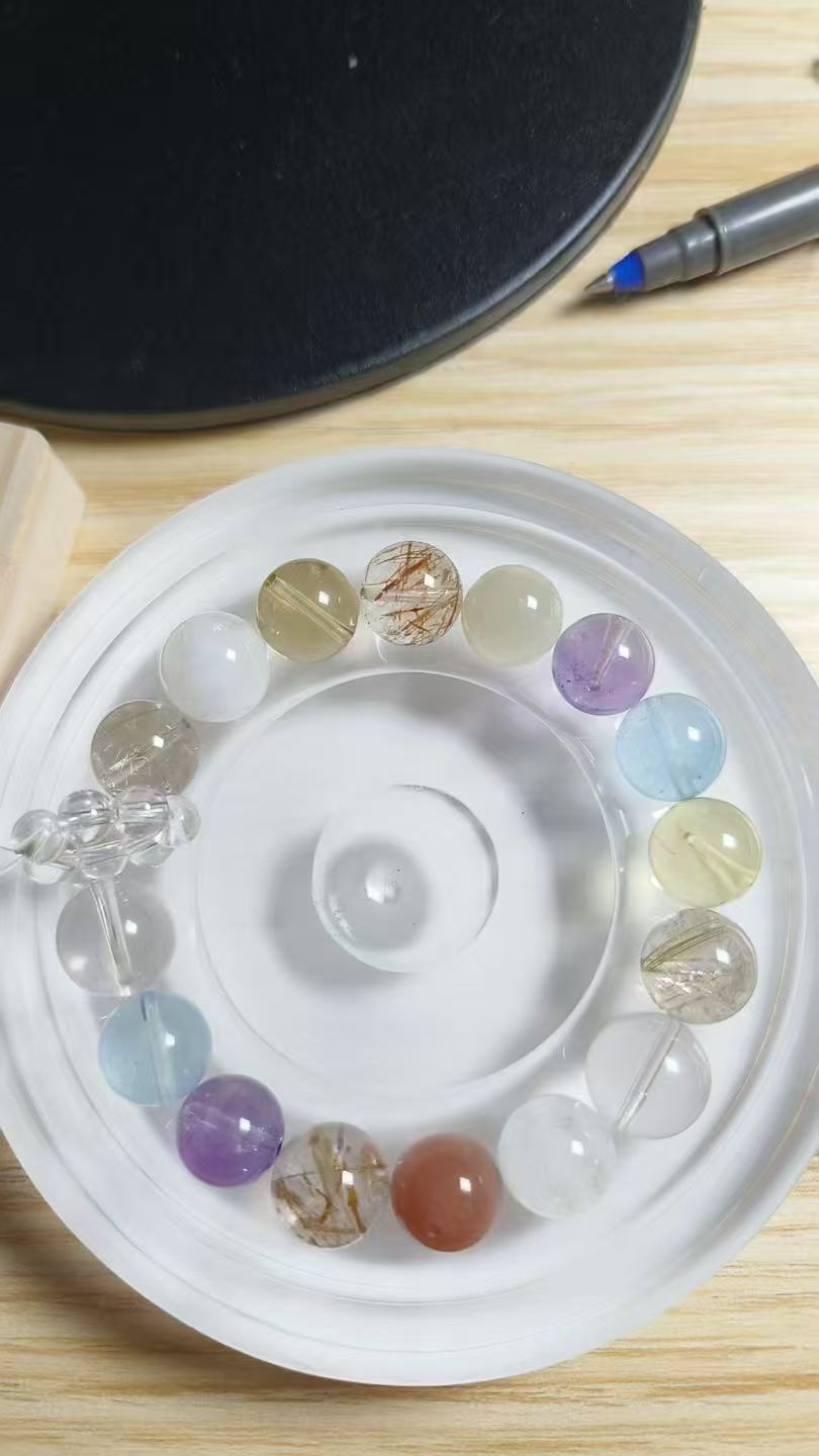 天然水晶幽灵红胶花黄紫海蓝多宝单珠diy手串（多样性发货选其一）