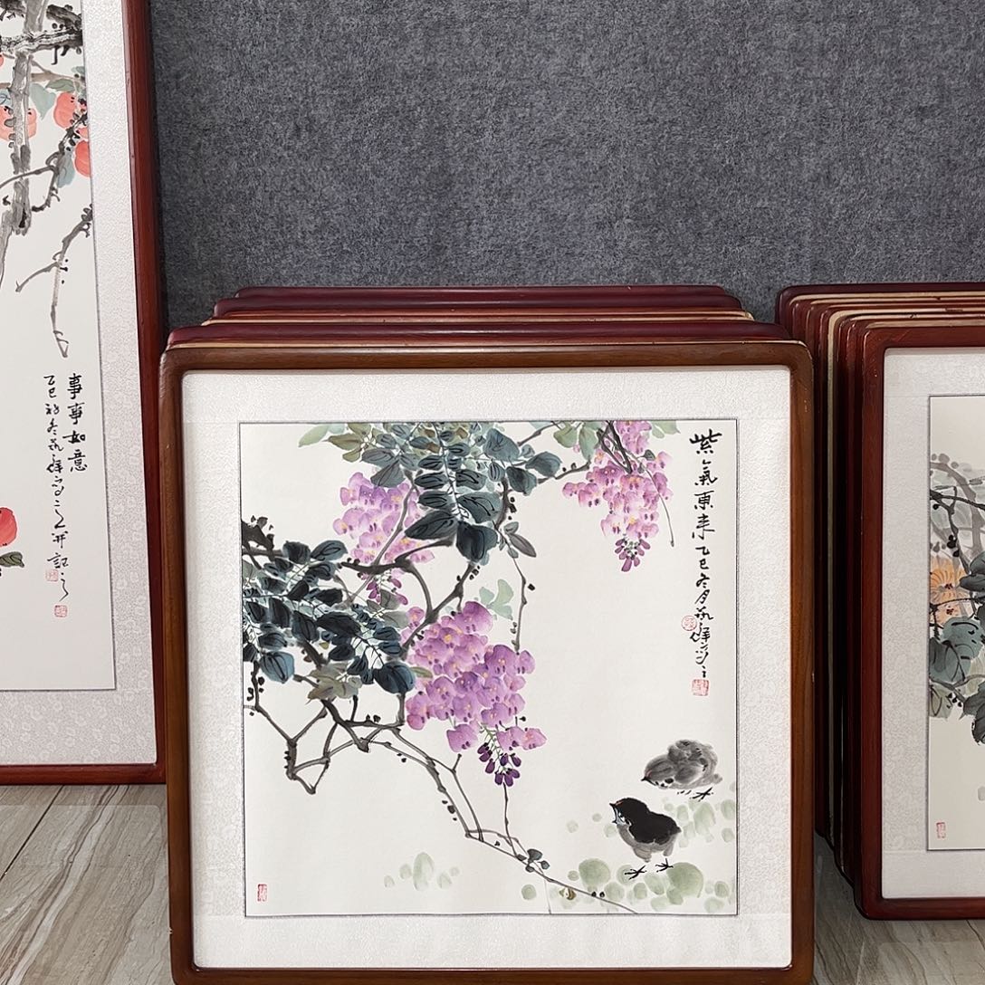 国画书画作品带框63×63