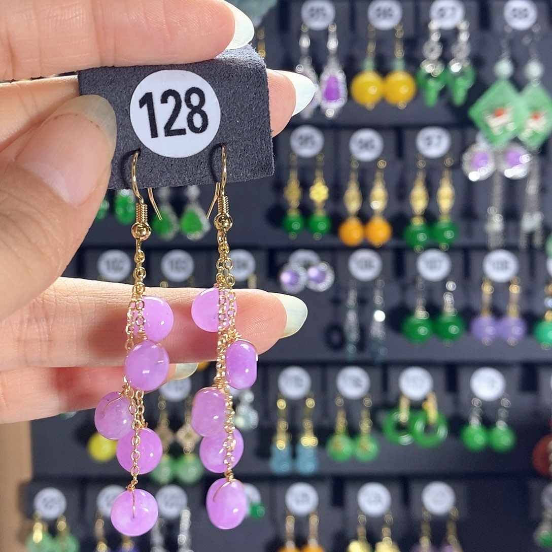 银S925镶嵌翡翠耳饰128