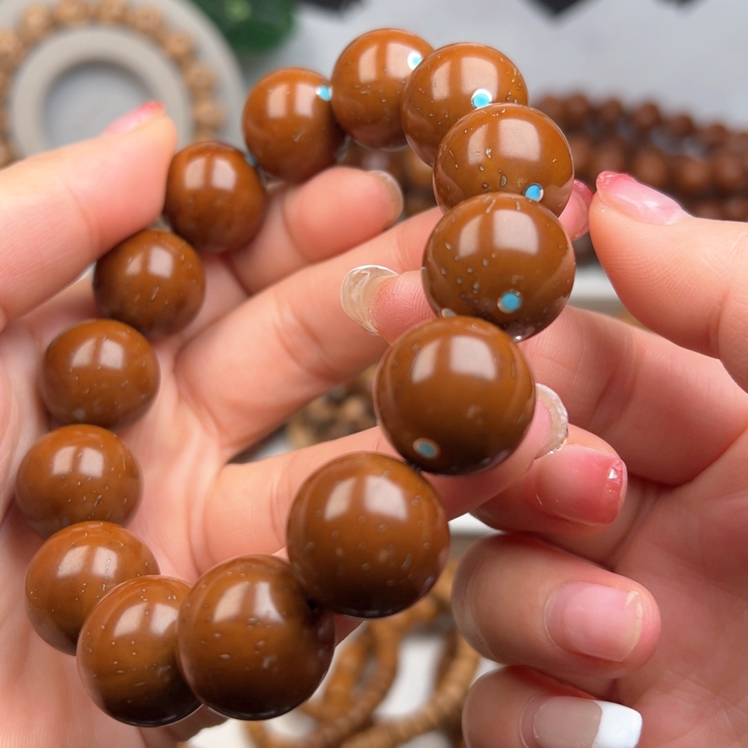 紫金鼠手串17.8光珠镶嵌手串