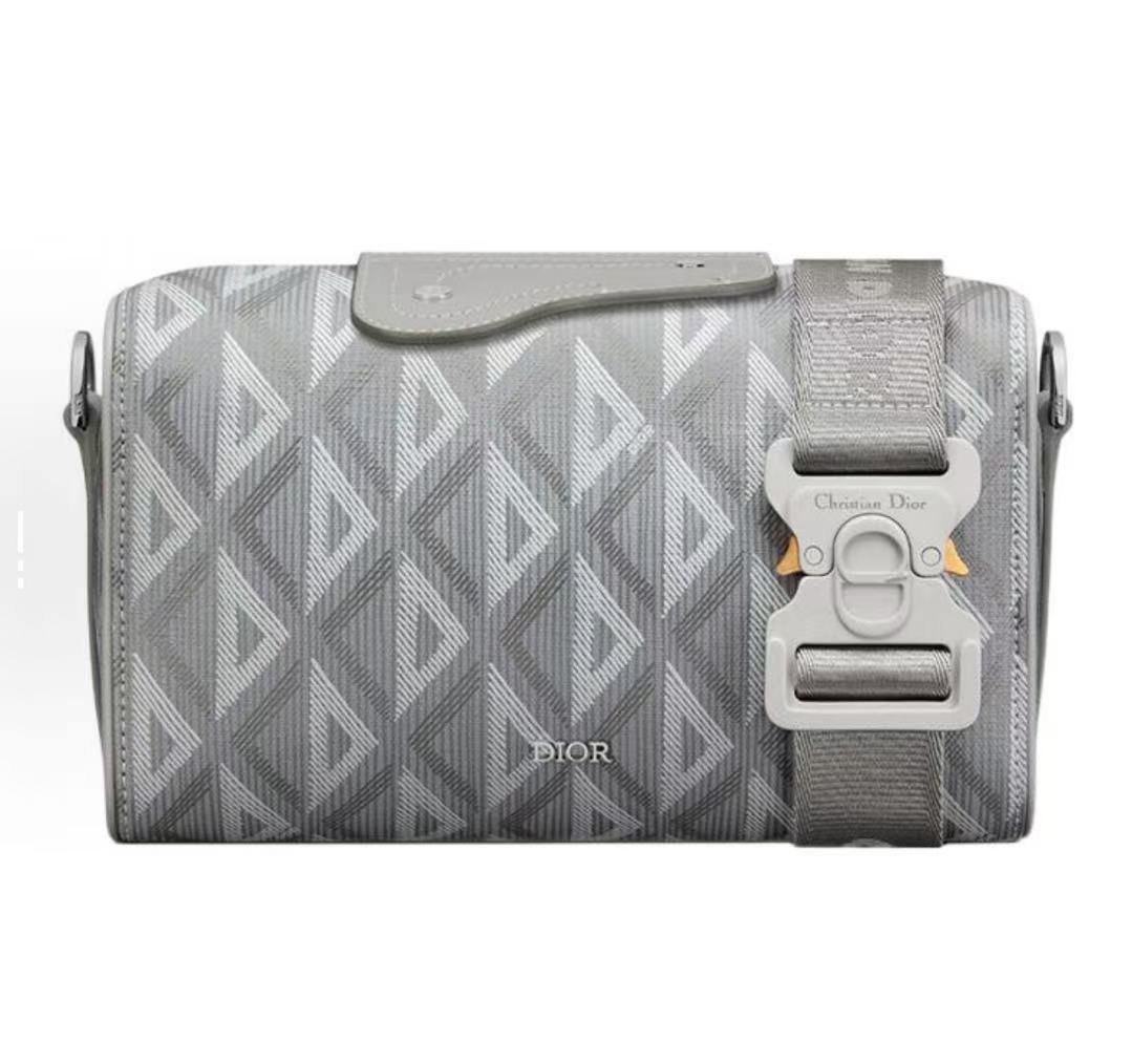 99新 DIOR/迪奥 Linot22灰色几何logo满印单肩斜挎包