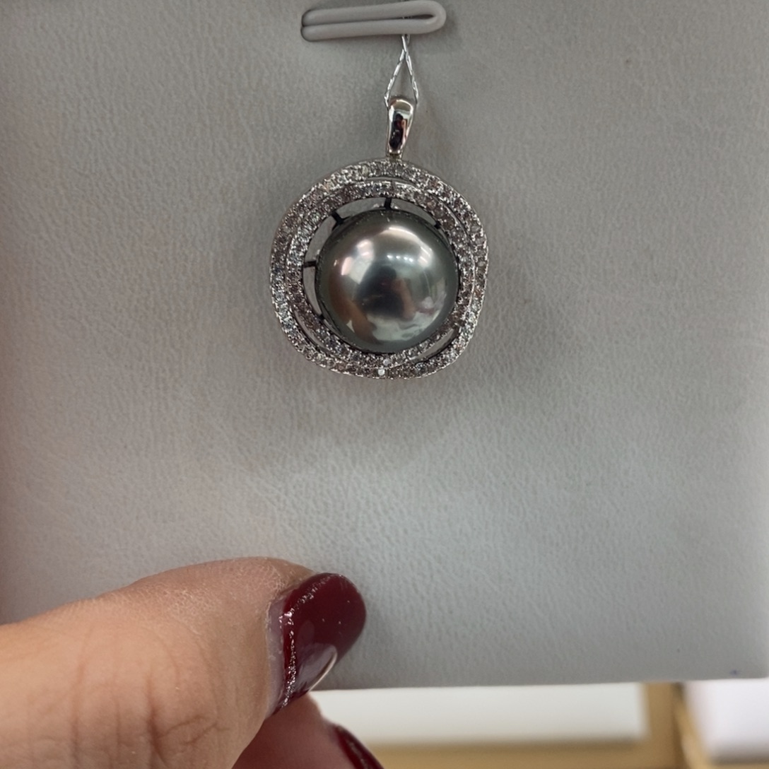 海水珍珠颈饰银S925镶嵌12-13mm
