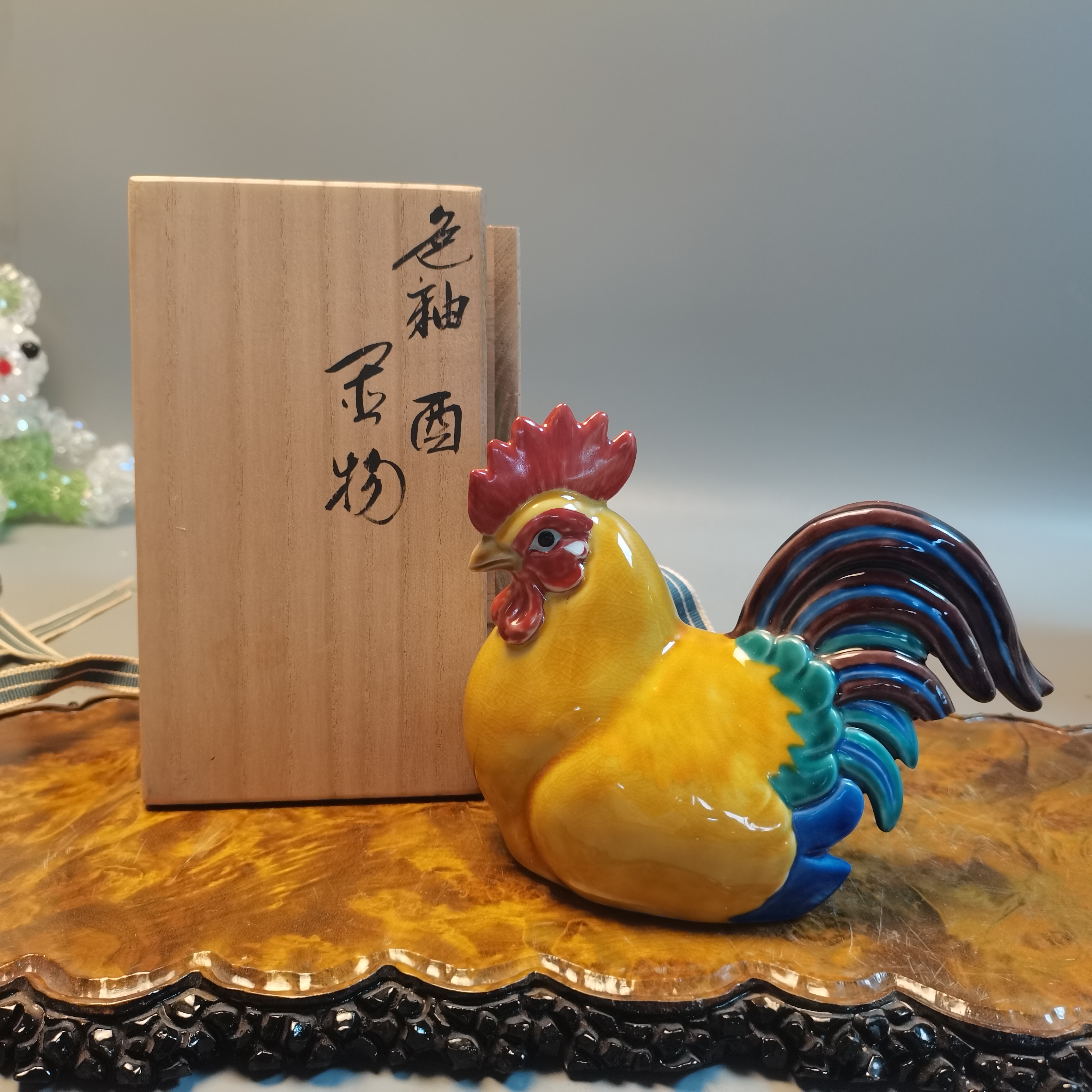 蜜安瓷陶瓷公鸡吉祥物家庭客厅办公室装饰摆件