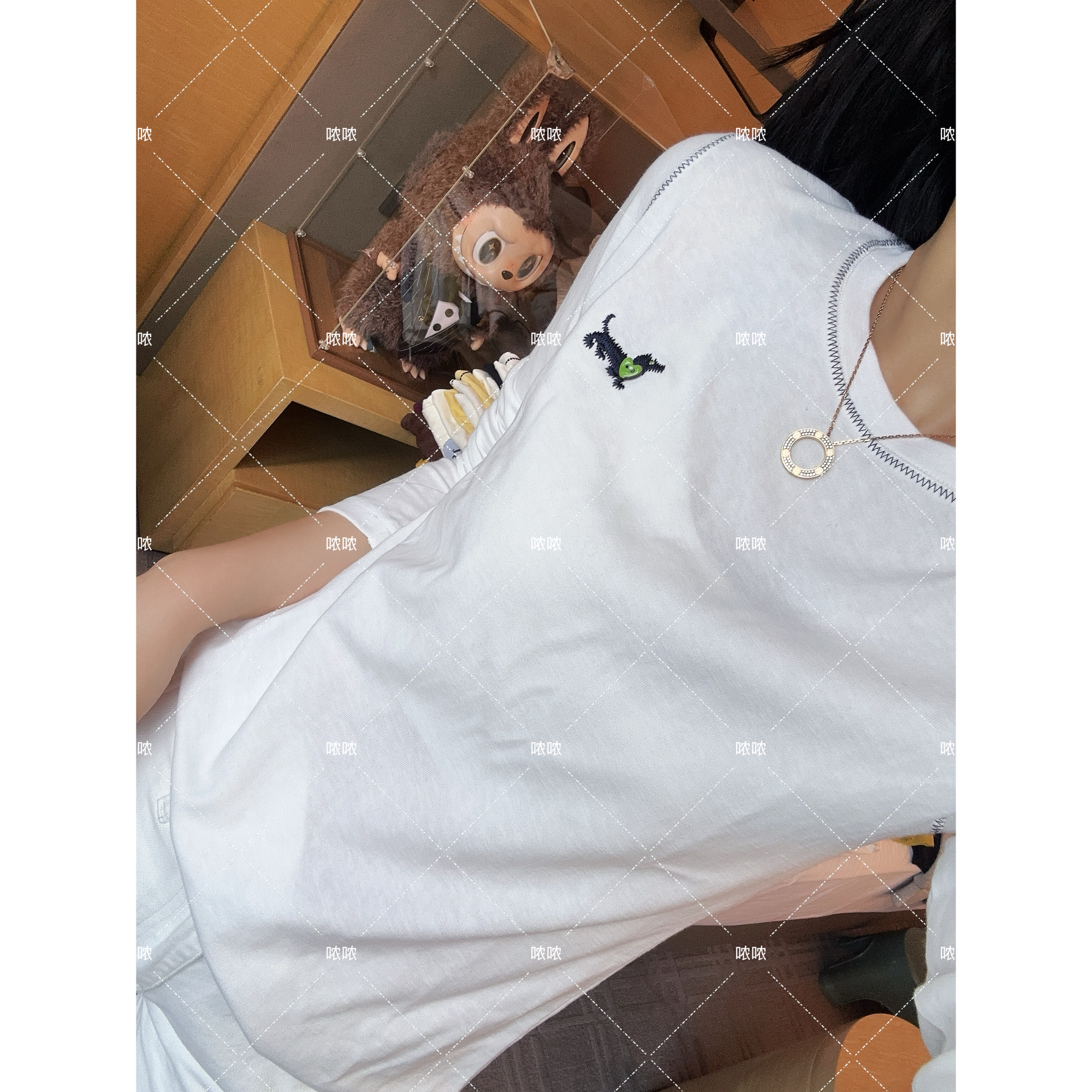 哝NONG【小狗棉T】-2025早秋新款刺绣小狗缝线圆领百搭上衣0792096