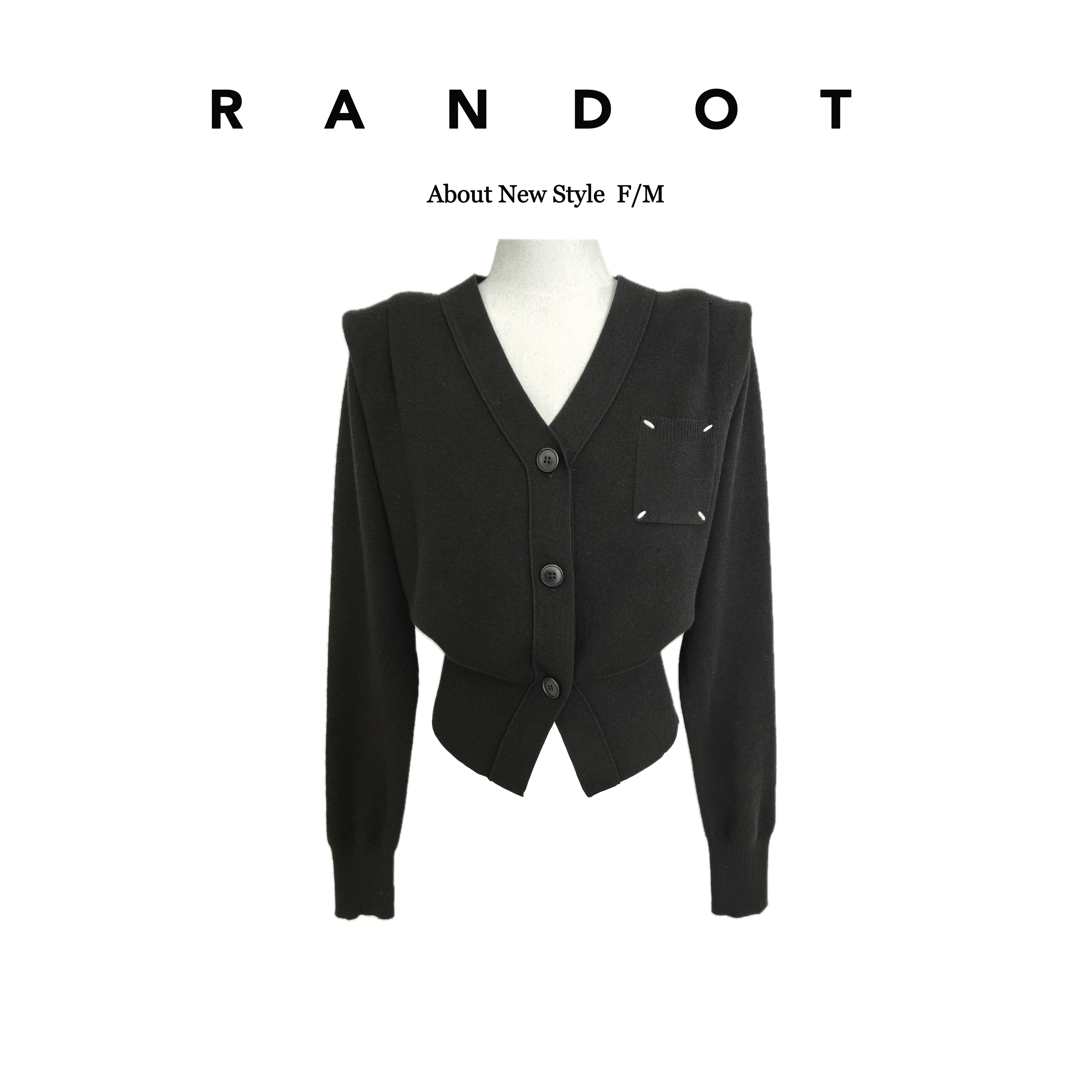  【K-11】原创设计“绵羊毛”V领收腰带标口袋开衫毛衣420516