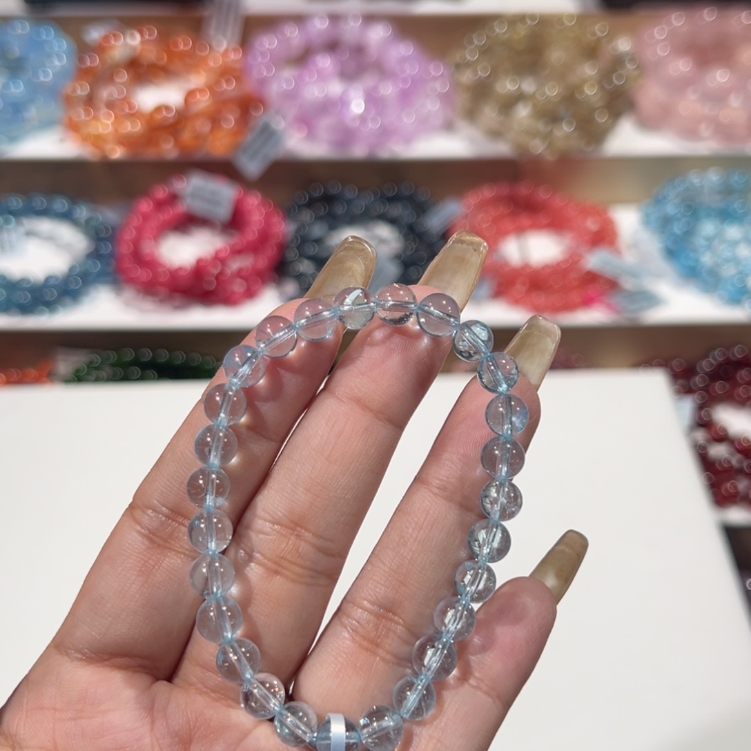 未镶嵌托帕石手串蓝托帕6.6mm