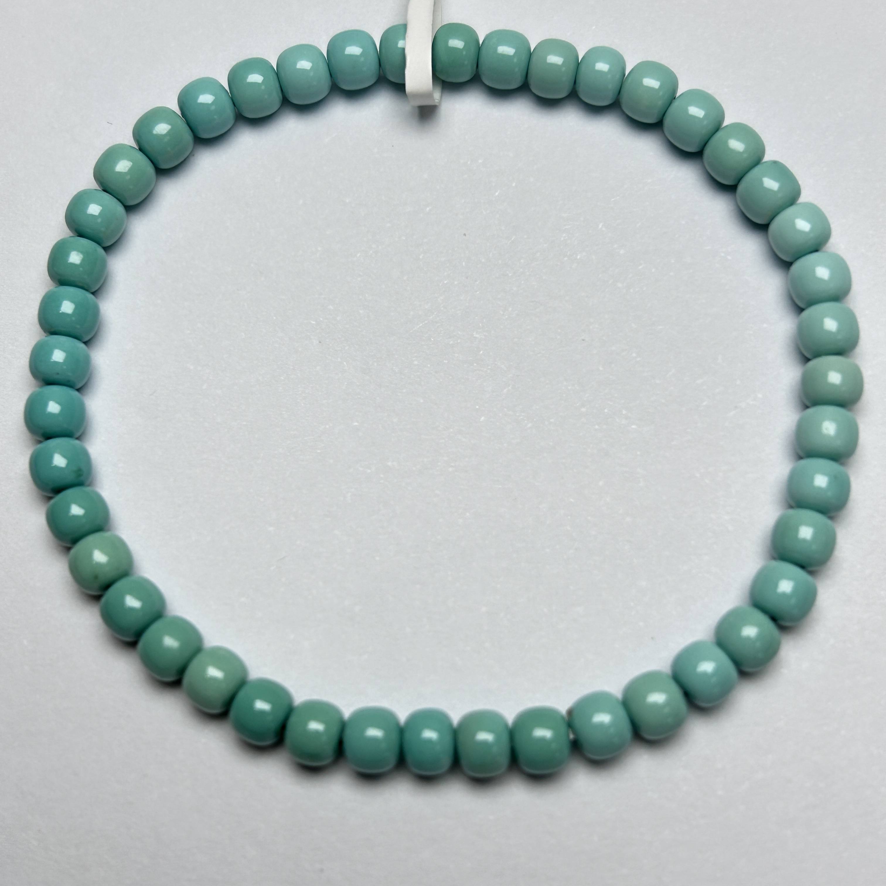湖北竹山原矿高瓷绿色绿松石精品老型单圈手串手链4.5×3.5mm