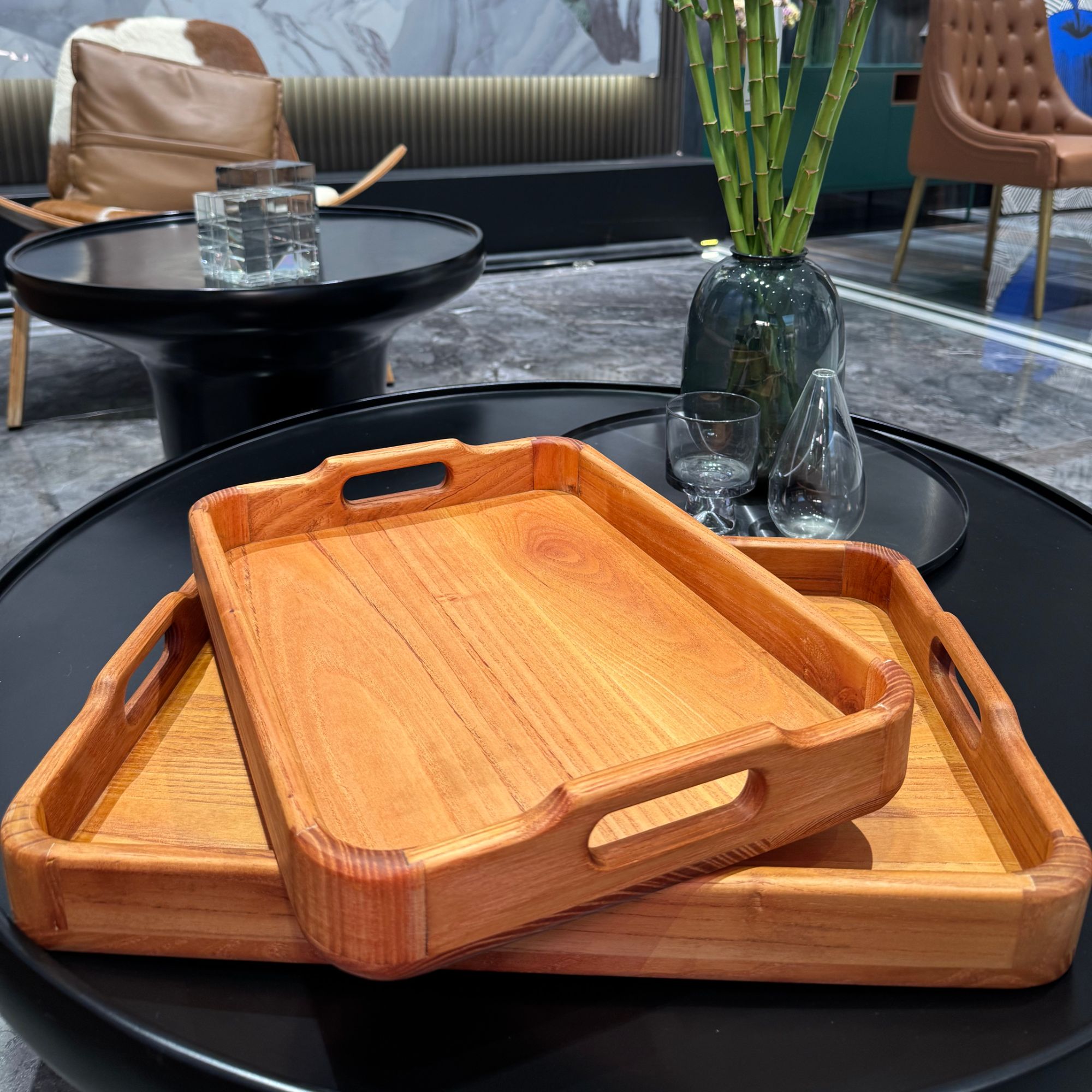 托盘红椿木榉木茶盘餐用果盘实木榫卯复古中式收纳大号置物架茶盘