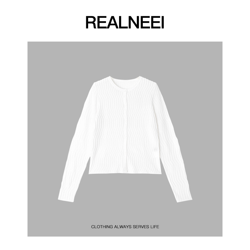 波纹开衫丨25年早秋新品极简桑蚕丝+天丝肌理感开衫23024