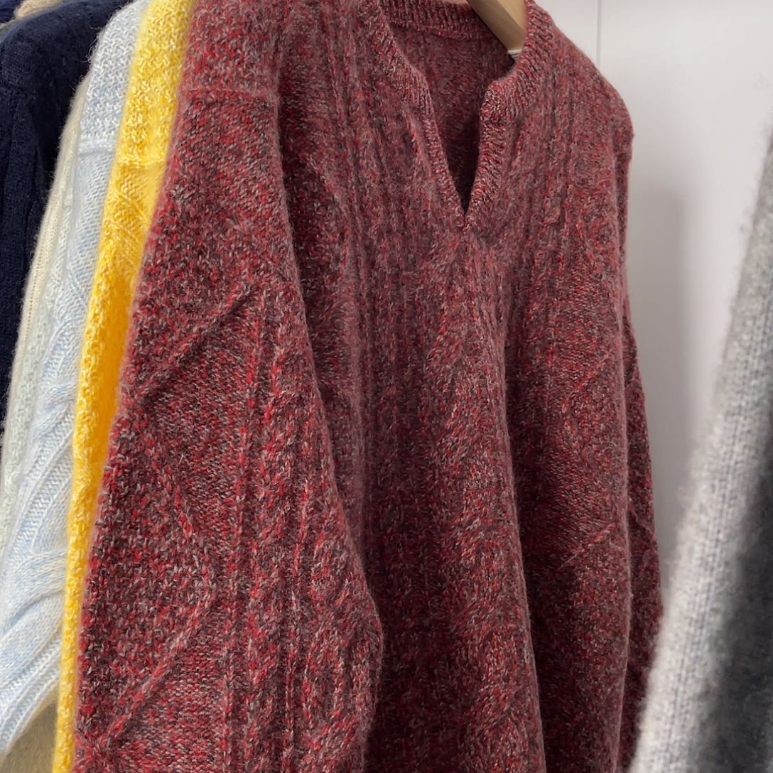 剪刀领 花纱 羊绒衫