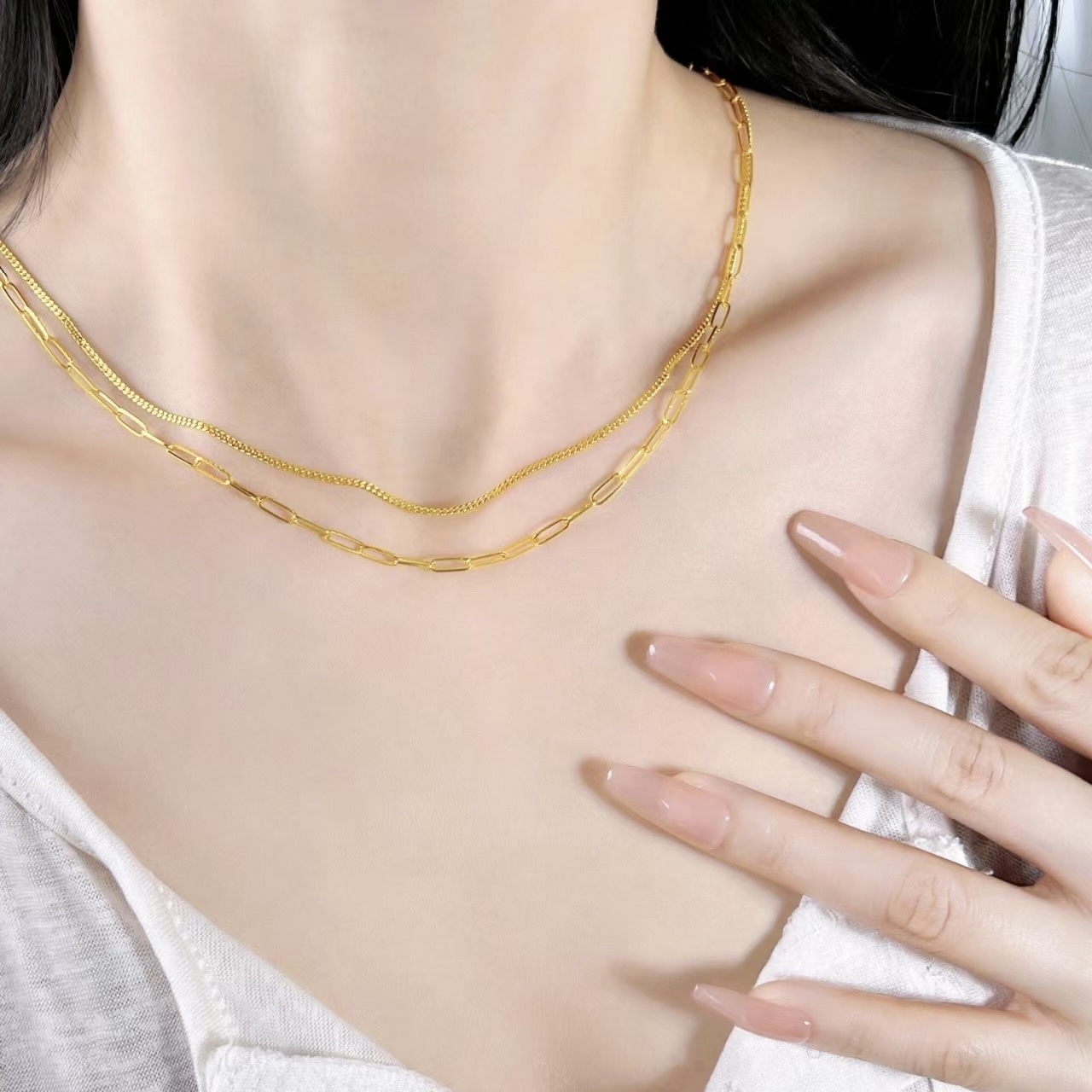 一时尚项链经典百搭素项圈
