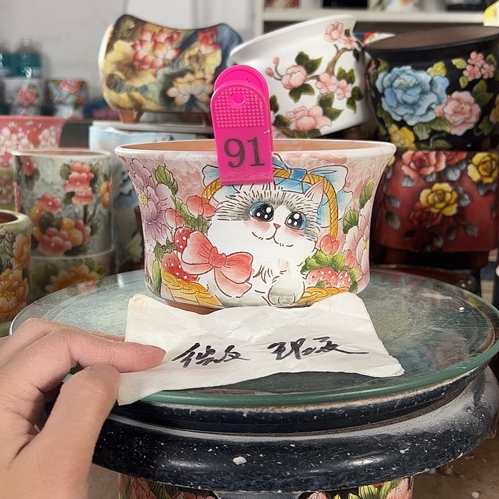 满38包邮 景德镇幸运花盆