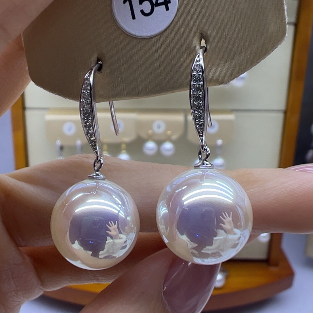 银S925镶嵌耳饰淡水珍珠