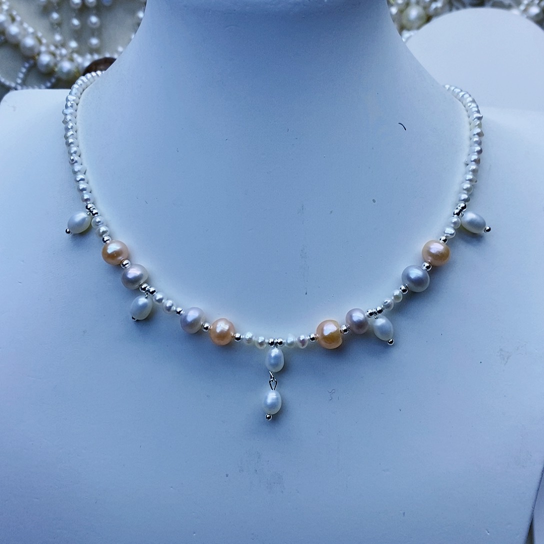 淡水珍珠颈饰银S925镶嵌