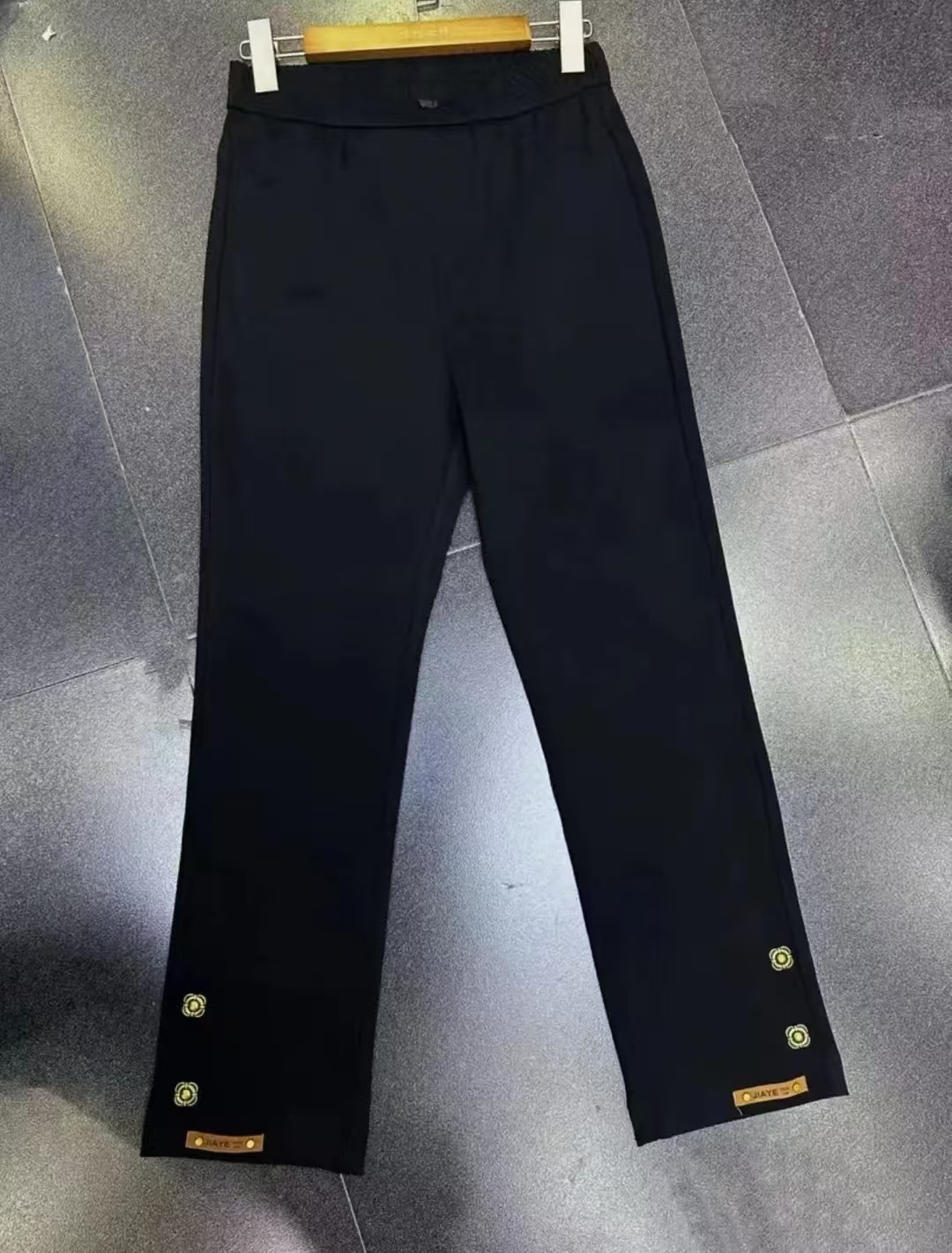8035-早秋新款高弹力小花烟筒裤时尚百搭休闲