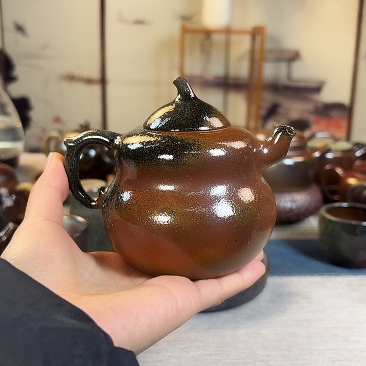 壶柴烧紫砂微瑕葫芦