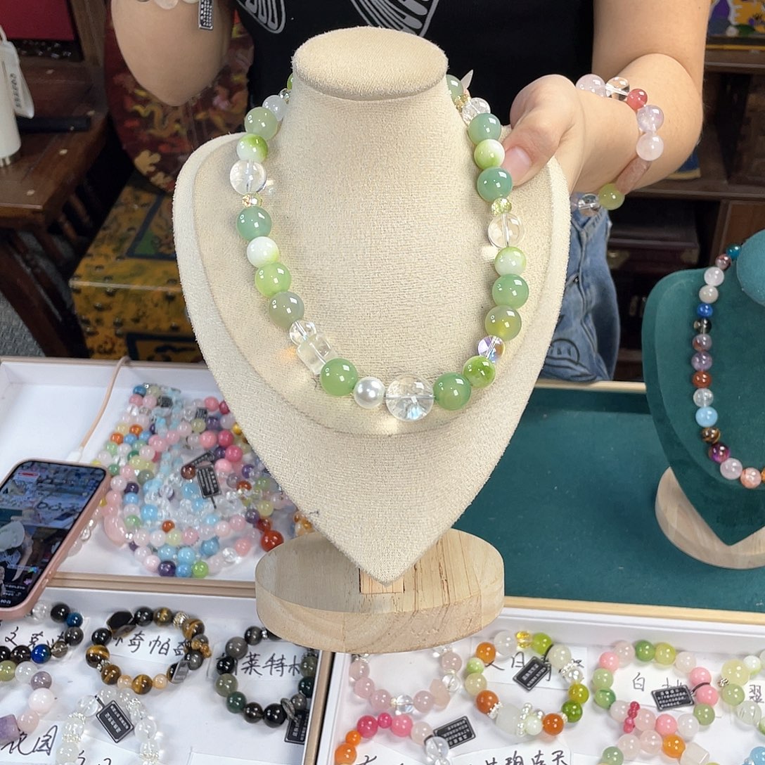 水晶手链银S925镀金镶嵌