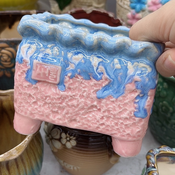 多肉绿植陶瓷花盆9.9包邮，有孔