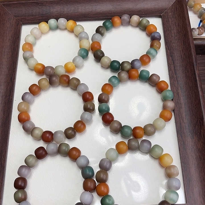 菩提根/象牙果手串卡14干磨绣花球