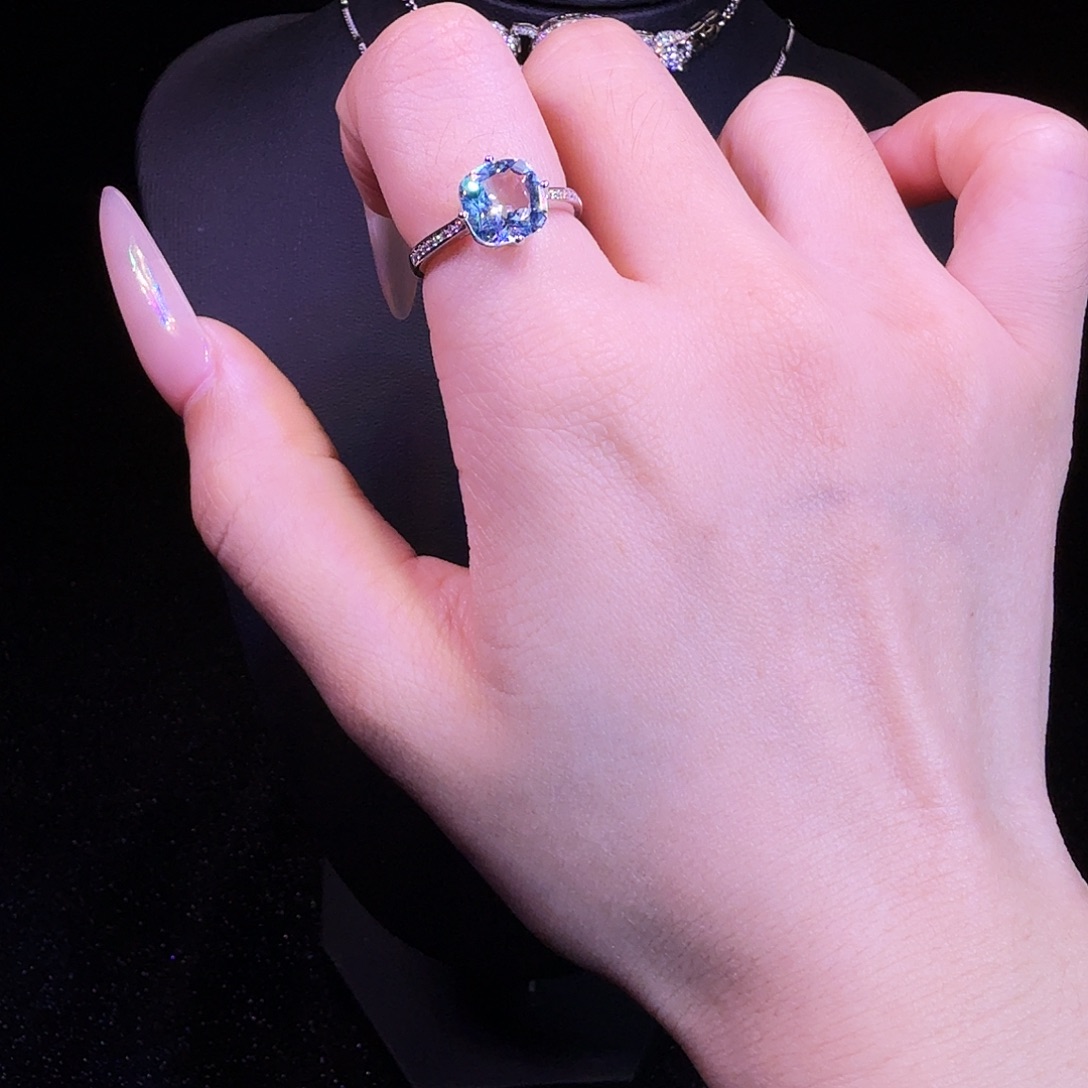 托帕石银S925镶嵌戒指