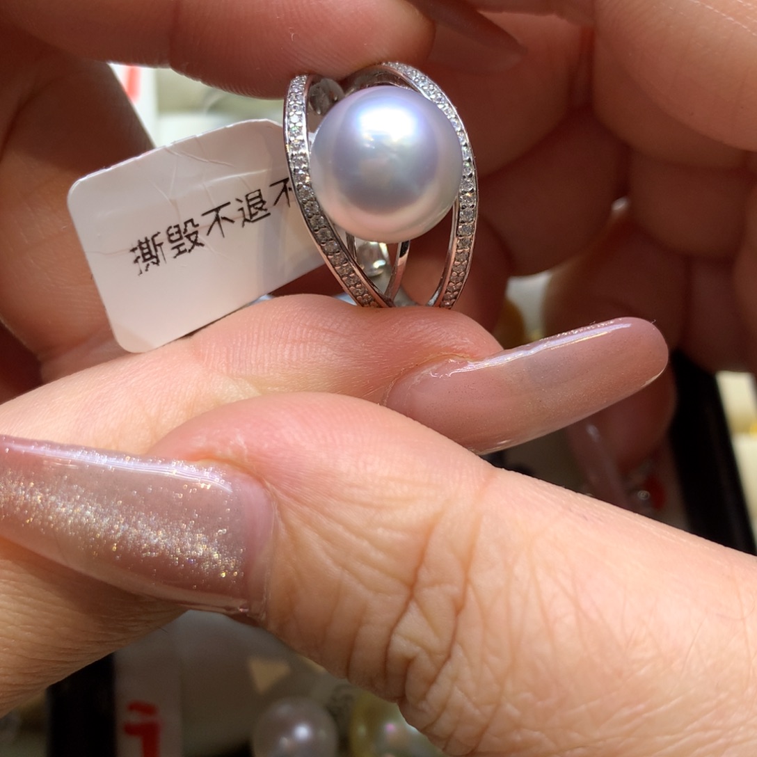 银S925镶嵌戒指海水珍珠