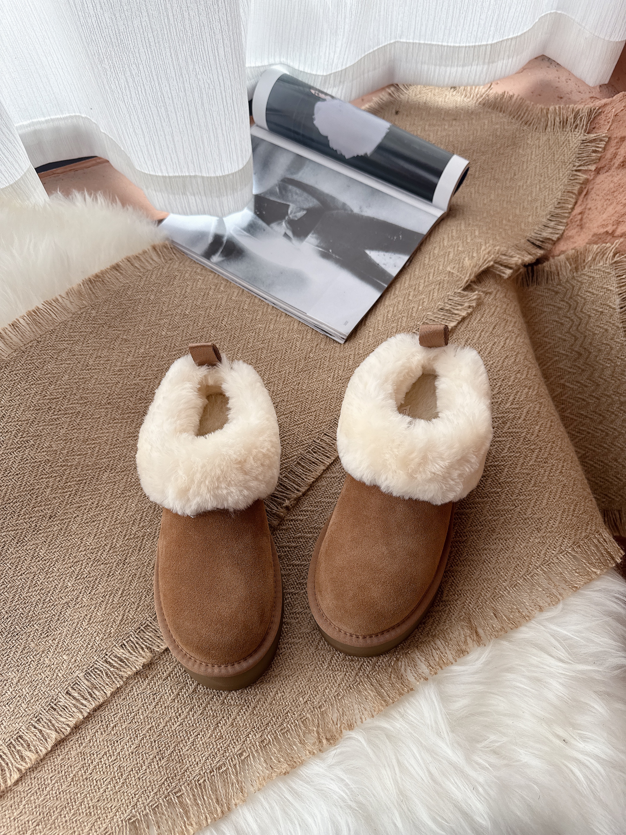 【塔茨勒】厚底增高4厘米大毛领皮毛一体冬季保暖时尚百搭雪地靴