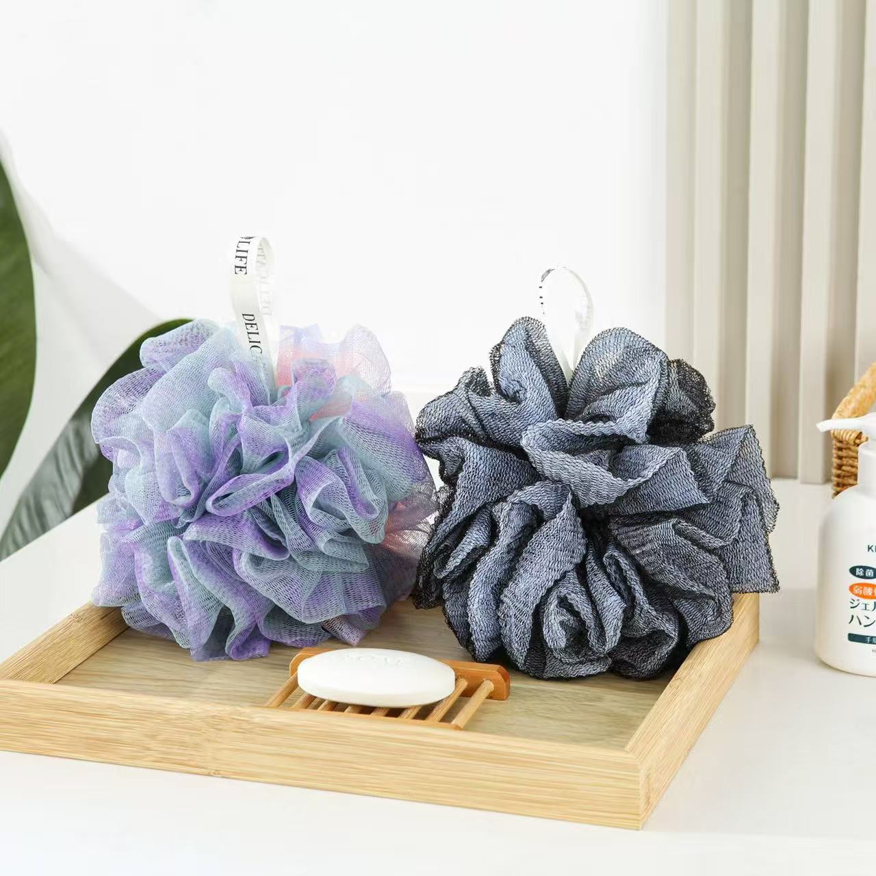 高档浴室两用家用泡澡球搓背浴花球柔软起泡沐浴球Y1342（3个）