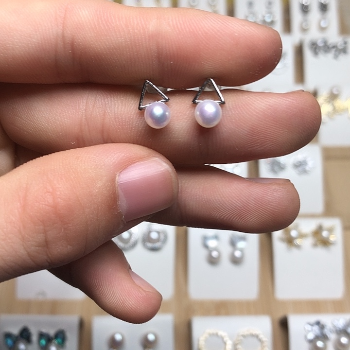 淡水珍珠耳饰银S925镶嵌