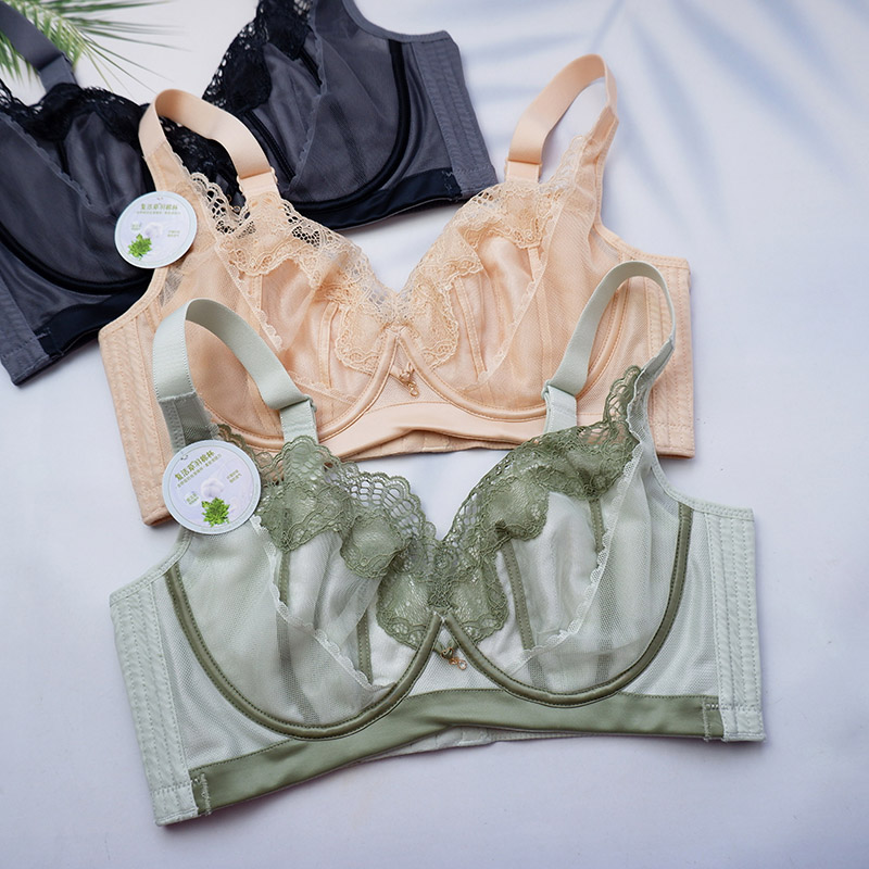 品牌高品质复活草羽棉杯薄款大胸显小CD杯软钢圈收副乳调整型文胸