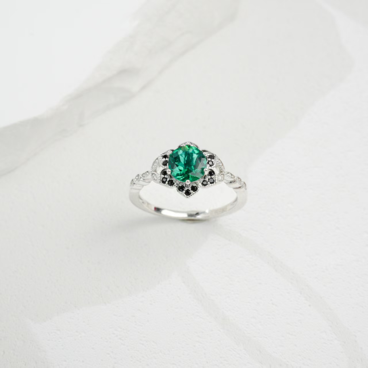 925银戒指 21号s925银培育宝石圆形切割戒指