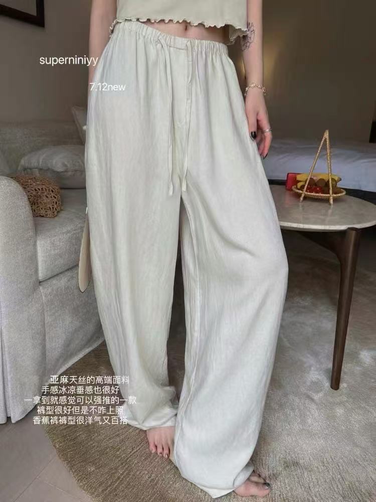 仓美美女装-抽绳亚麻香蕉裤（卡码推荐拍大！）