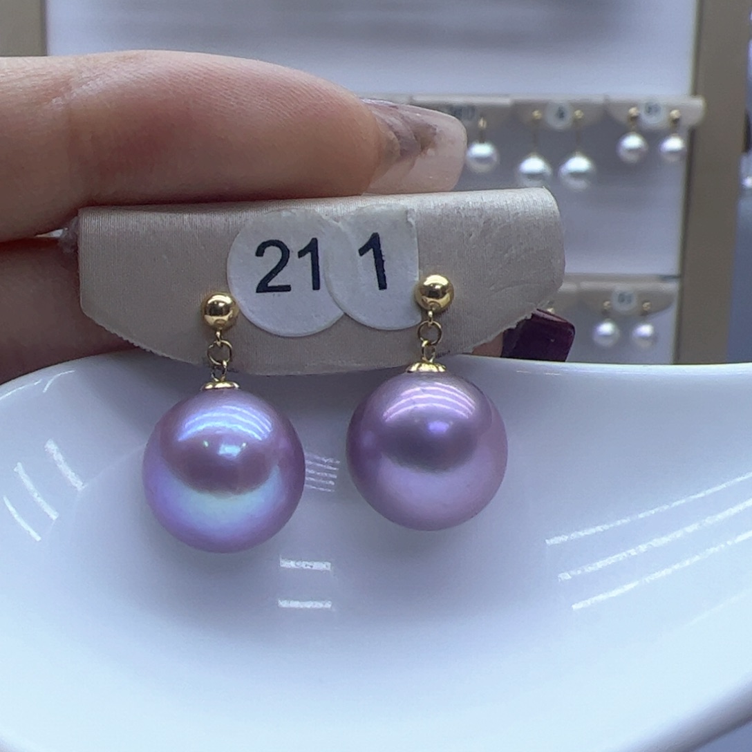 淡水珍珠耳饰18K金镶嵌