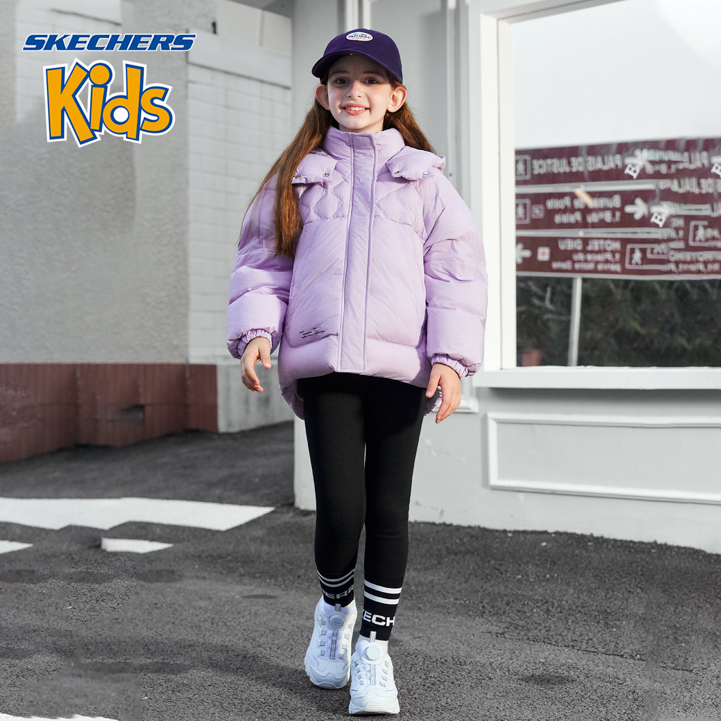 Skechers Kids斯凯奇冬装新款女中大童加绒打底裤H425G045【ZL】