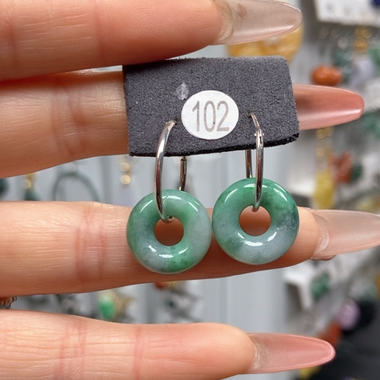 【闪购商品】翡翠耳饰银S925镶嵌耳饰