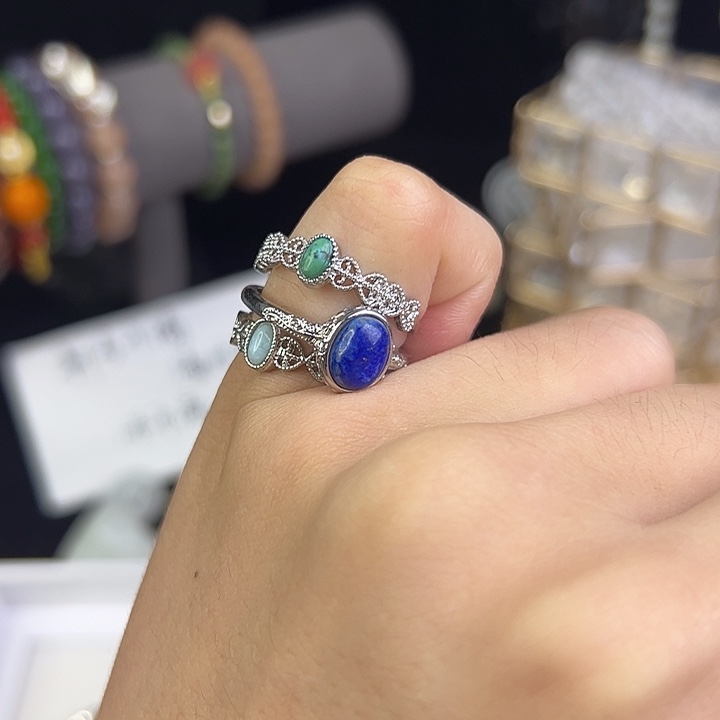 烟晶戒指银S925镶嵌水晶