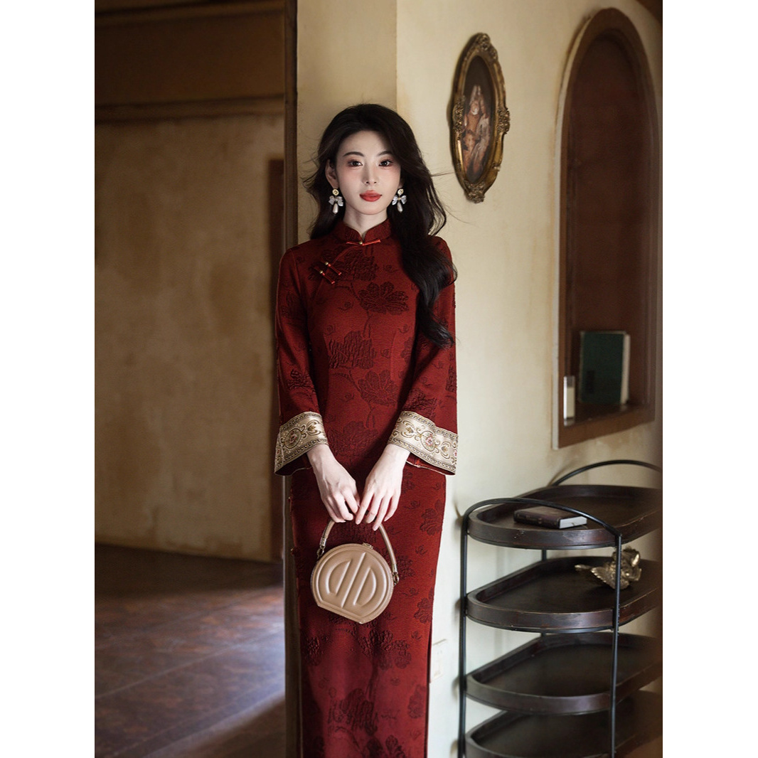2025秋冬季新款新中式气质改良复古中国风礼服敬酒服优雅长款旗袍