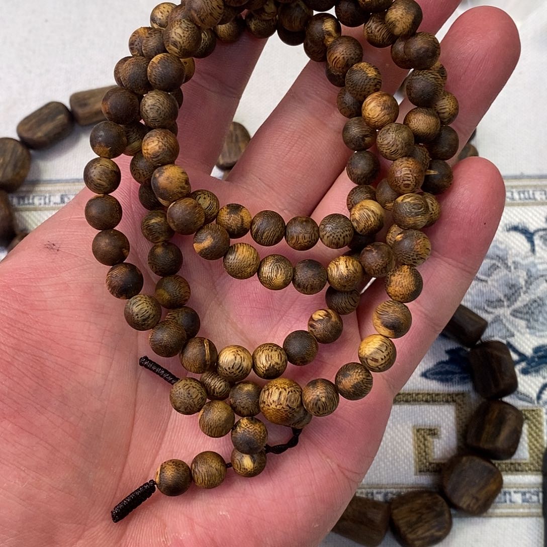 沉香手串M****n8mm108 28.1g虎斑纹棋楠海南料