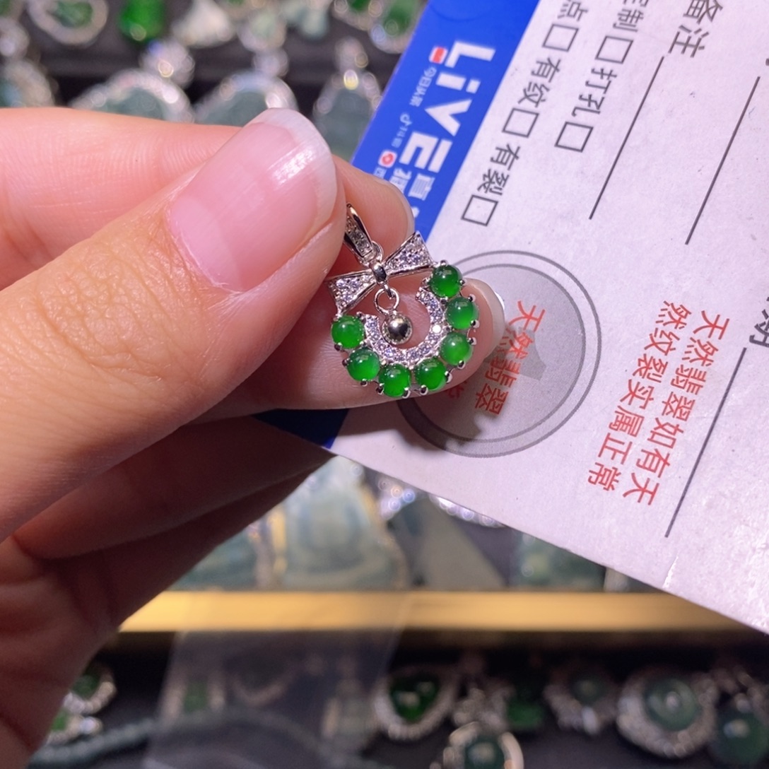 翡翠银S925镶嵌颈饰天然