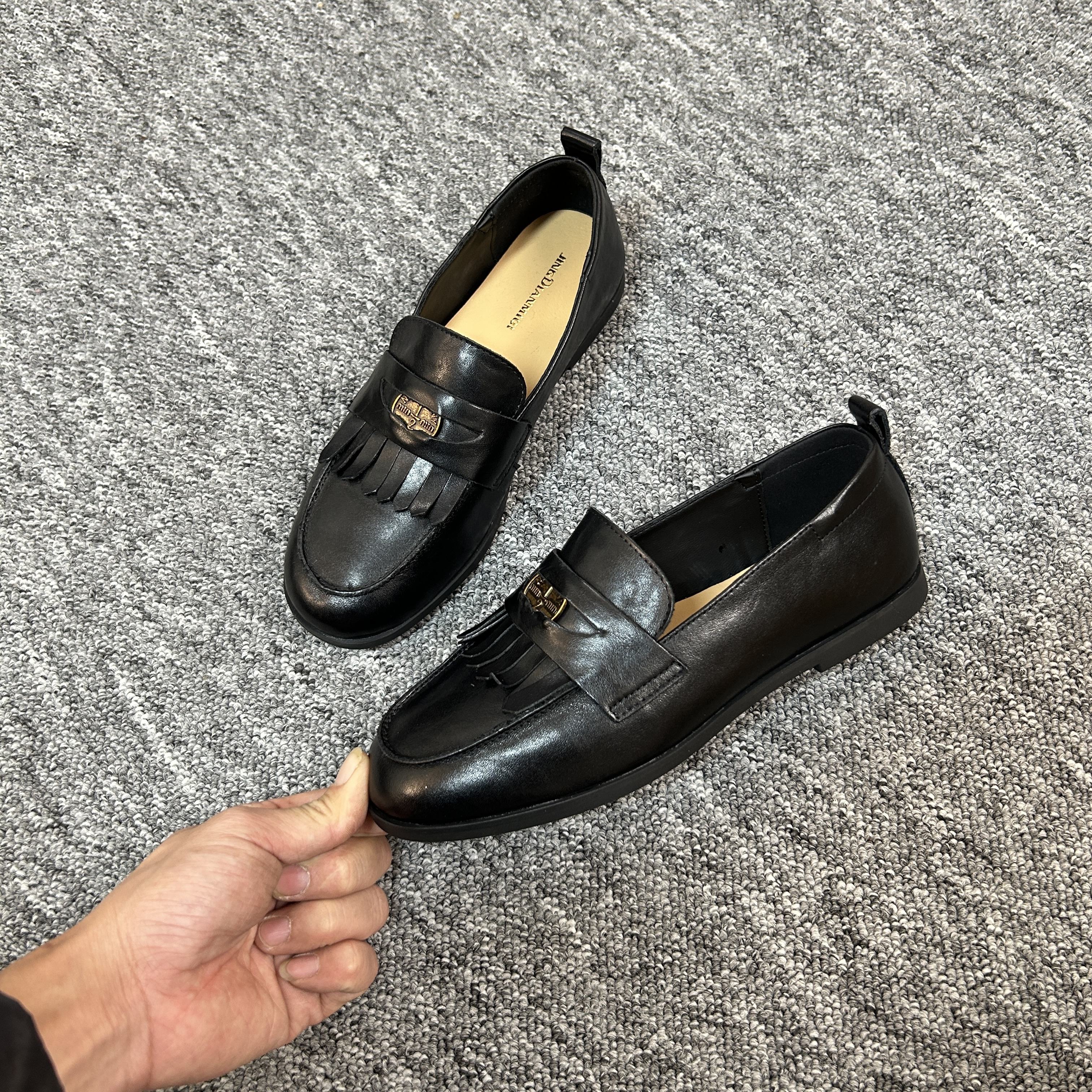 【撤柜断码】牛皮2cm高奢时尚方头小跟单鞋百搭真皮软底乐福鞋888-8