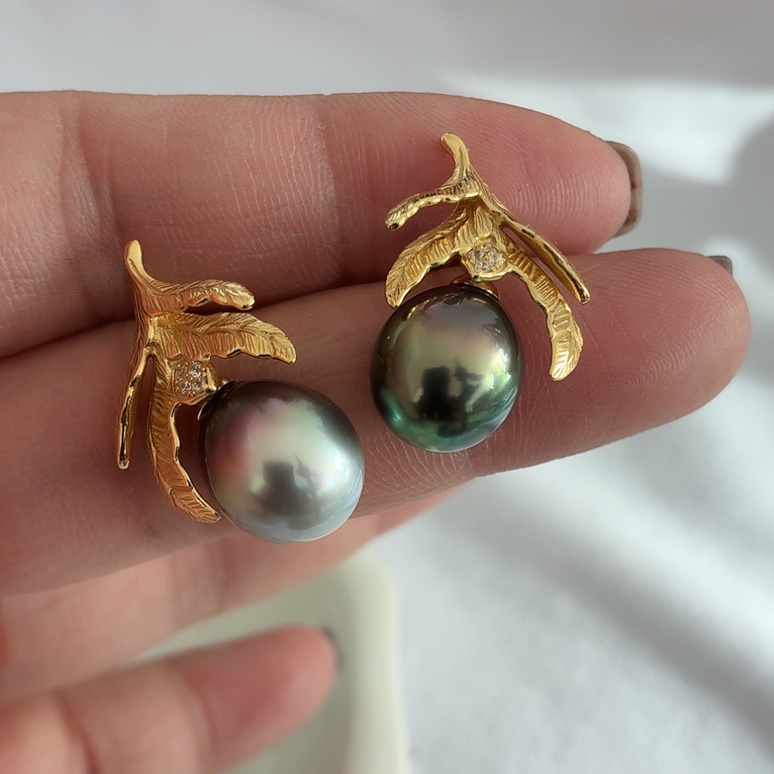 银S925镶嵌耳饰海水珍珠