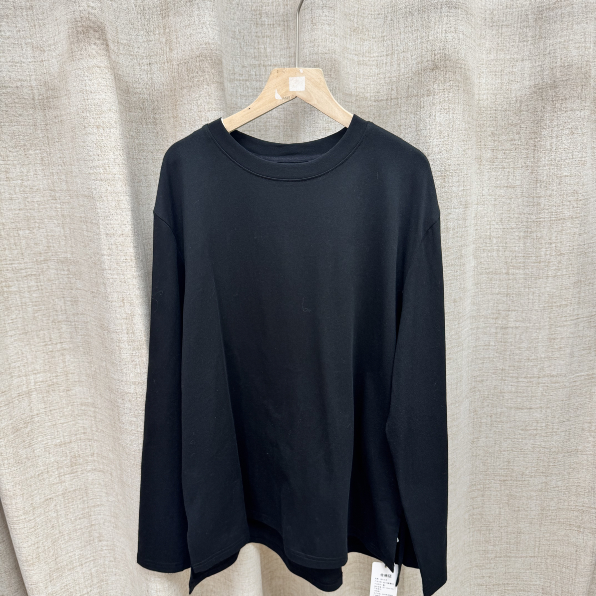 夏天家黑色纯棉长袖T