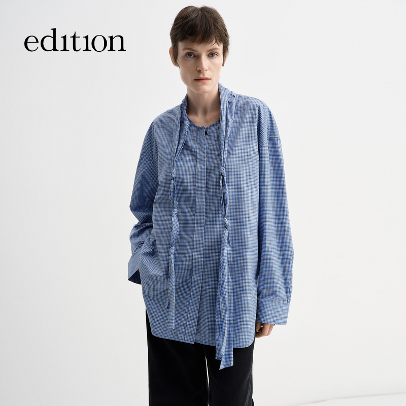 【商场同款】edition白格纹飘带领衬衫#EBE1TOPK02