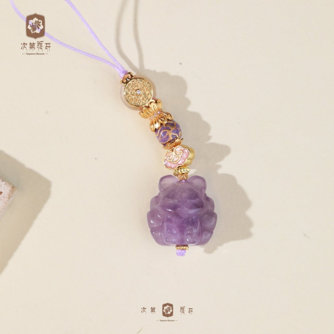 【次第花开】紫水晶凤九水晶挂件