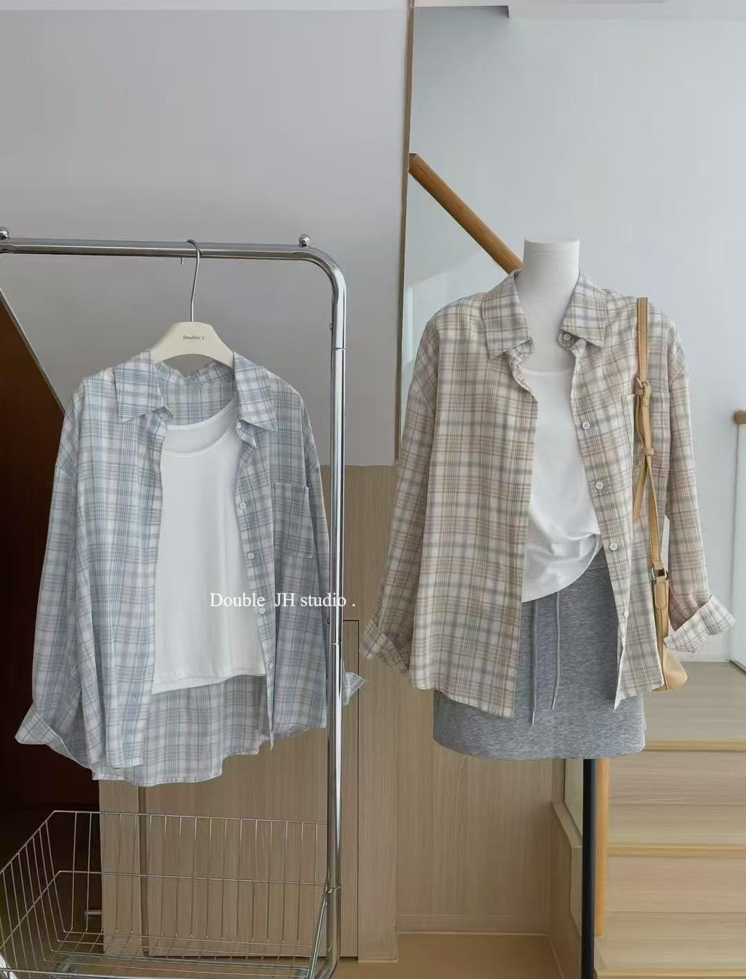 ZEMALA·新款格纹两件套衬衫