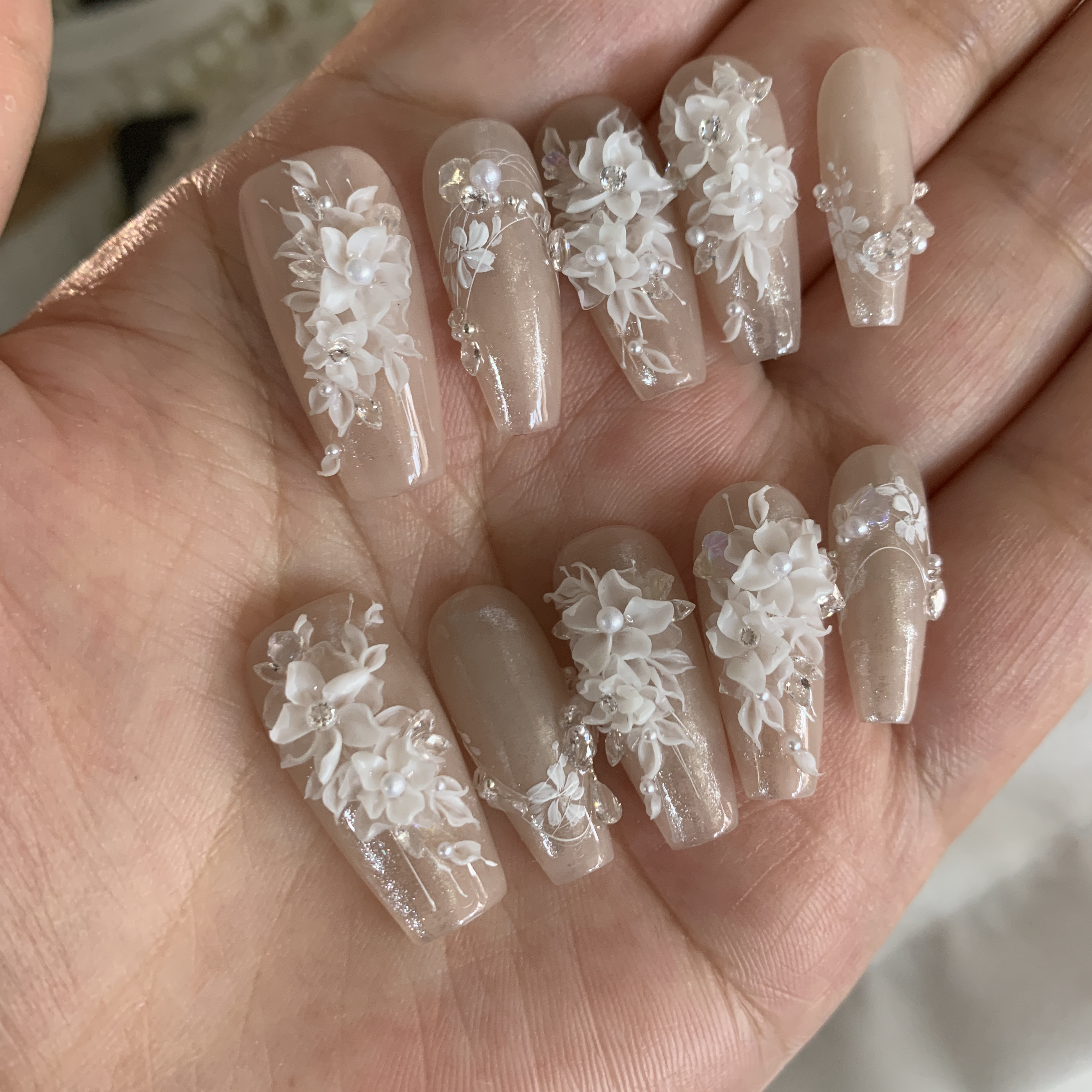 仙仙百搭款 纯手工定制款雕花穿戴甲10片