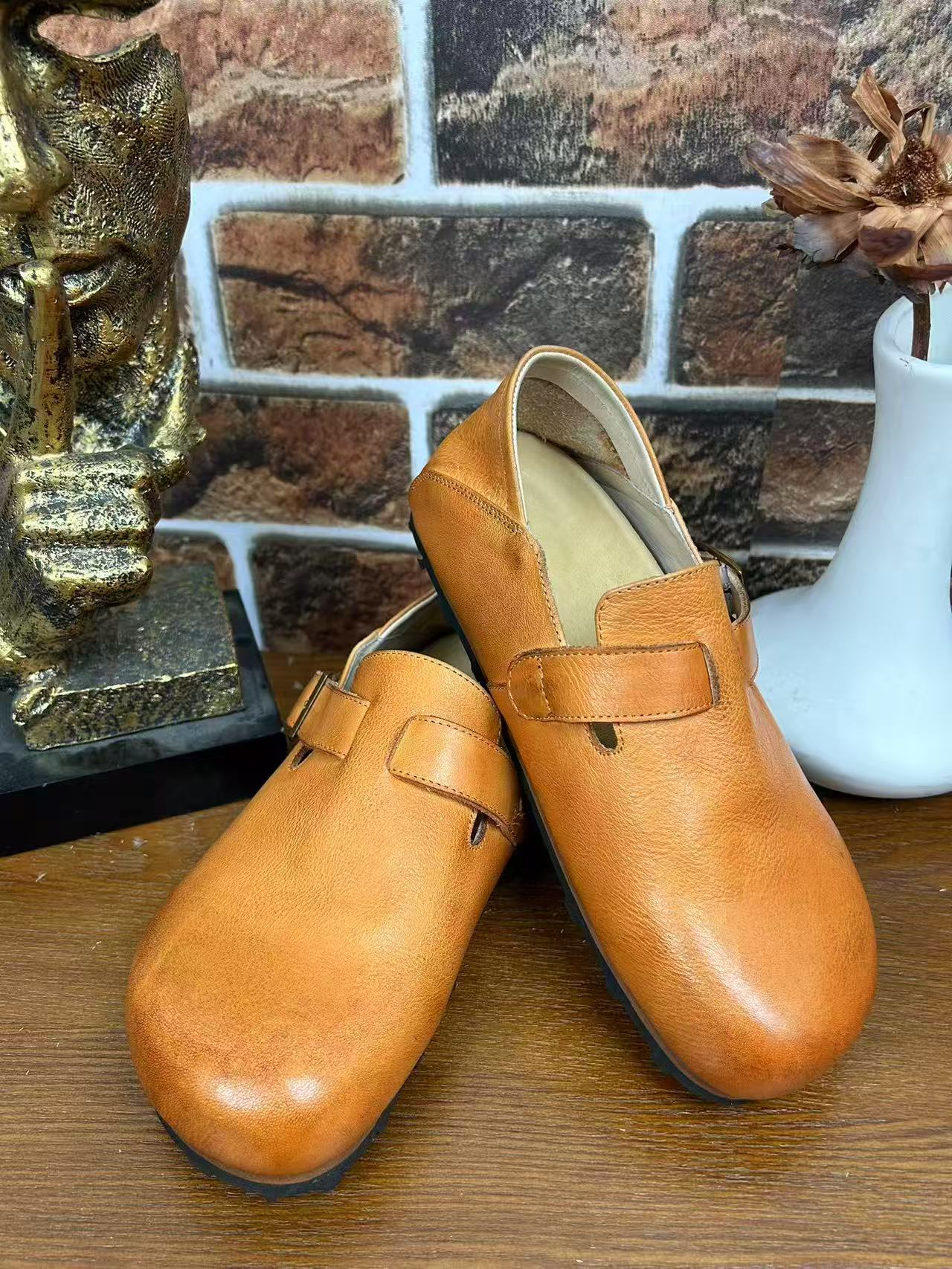 2025年新款焦糖色经典马皮勃肯百搭舒适简约复古小众鞋