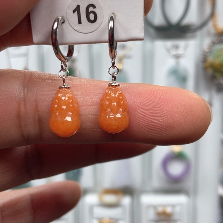 【闪购商品】翡翠耳饰银S925镶嵌耳饰