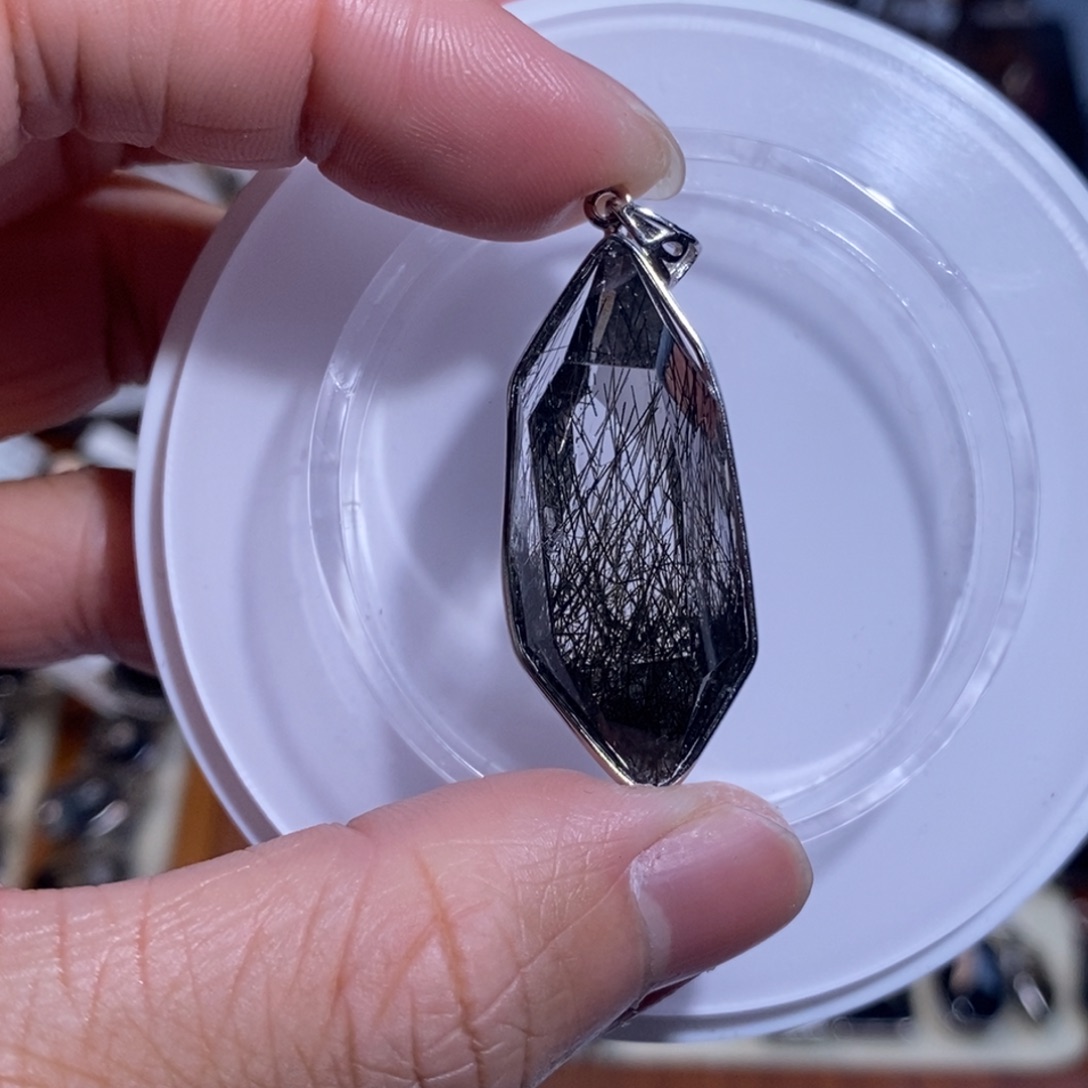 手链水晶未镶嵌黑发晶全透体满发顺发双尖吊坠40×16×12