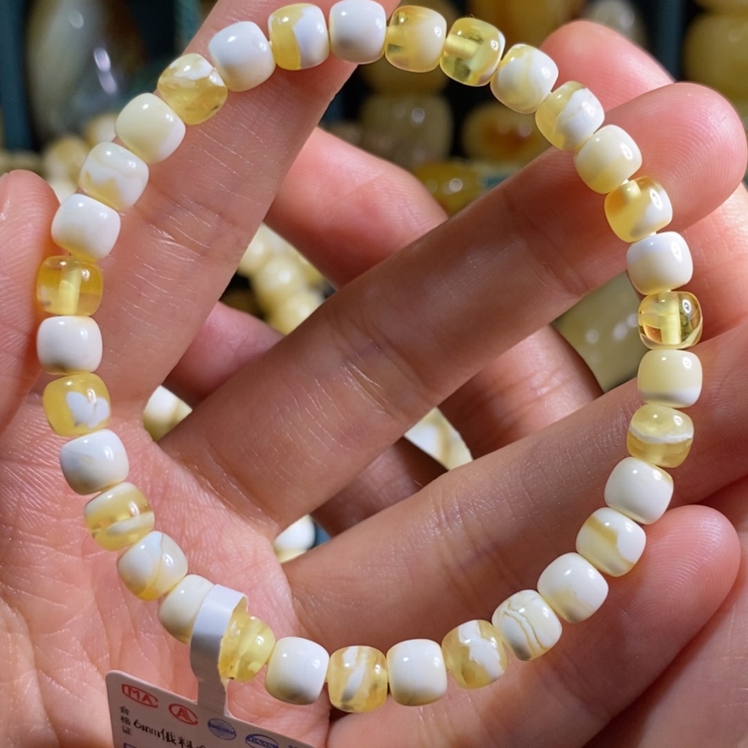 蜜蜡裸石未镶嵌6手串